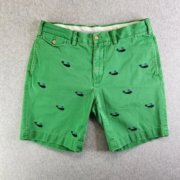Polo Ralph Lauren Shorts Mens 34 Green Whale Print Vintage Nautical Sea Ocean - Picture 14 of 14